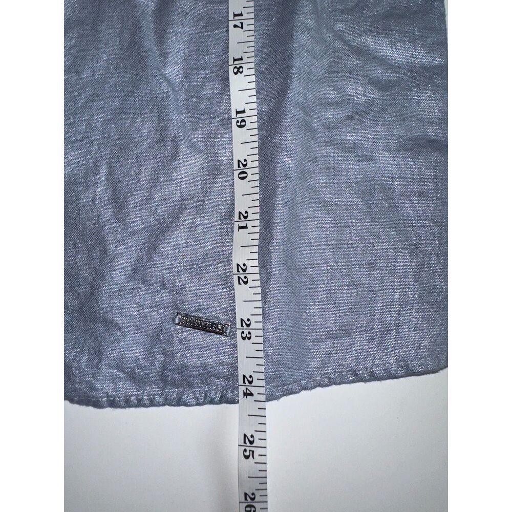 Ellen Tracy Women's Metallic Gray Top Size L | Linen Rayon | Long Sleeve Blouse - Picture 8 of 8